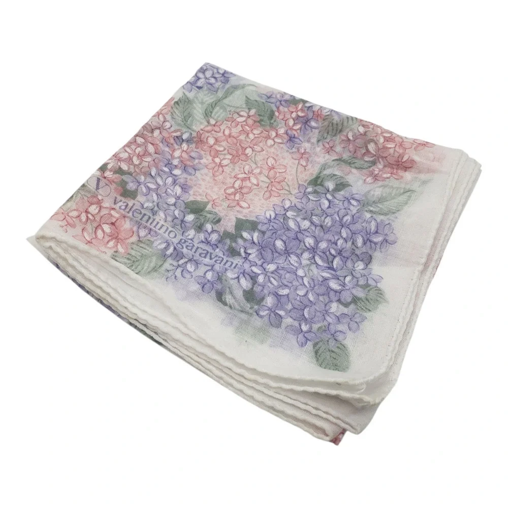 Valentino Garavani Floral Scarf Womens White Pink Purple Hydrangea Print